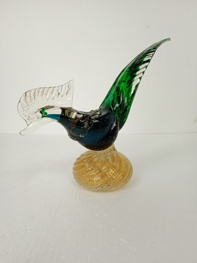 Murano Archimede Seguso Exotic Bird Gold Flakes Pheasant HTF