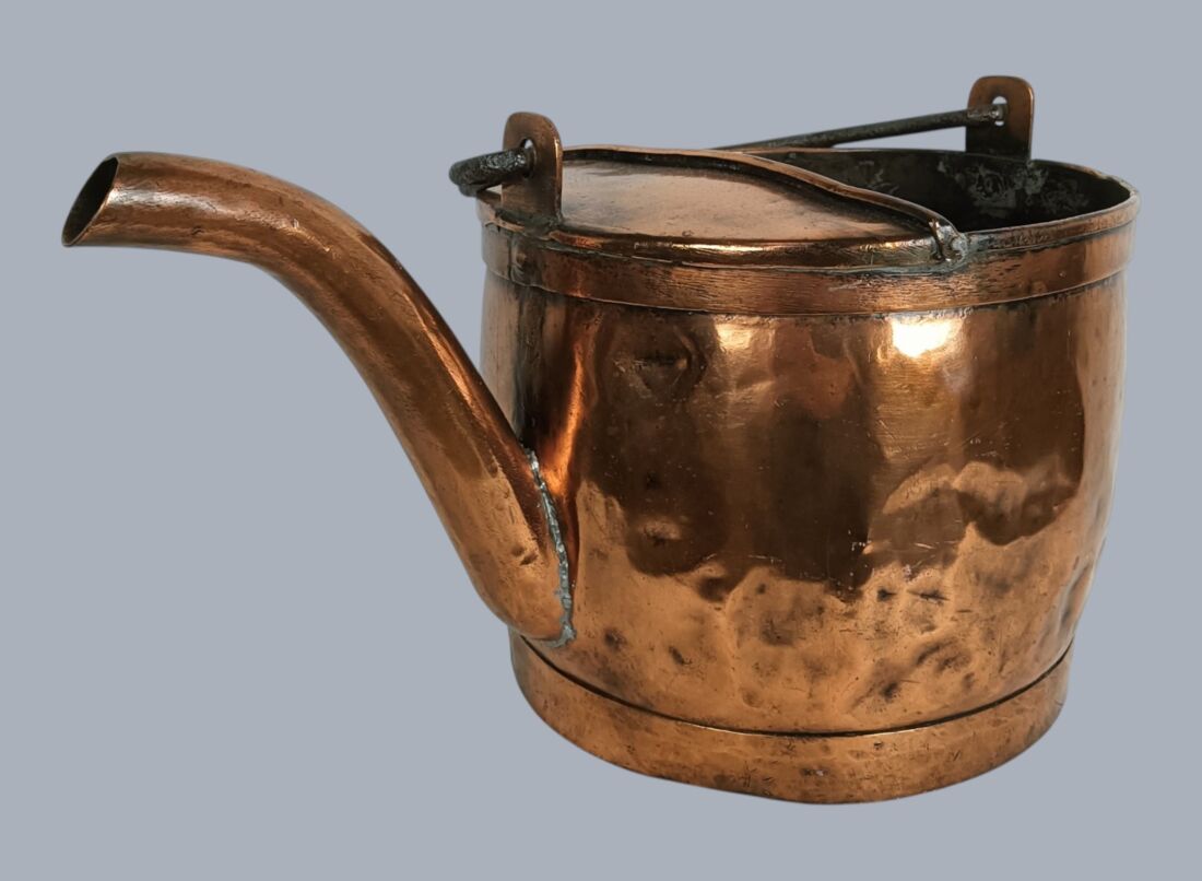 antique Copper Large Kettle Coal Shuttle Decorative Planter or for