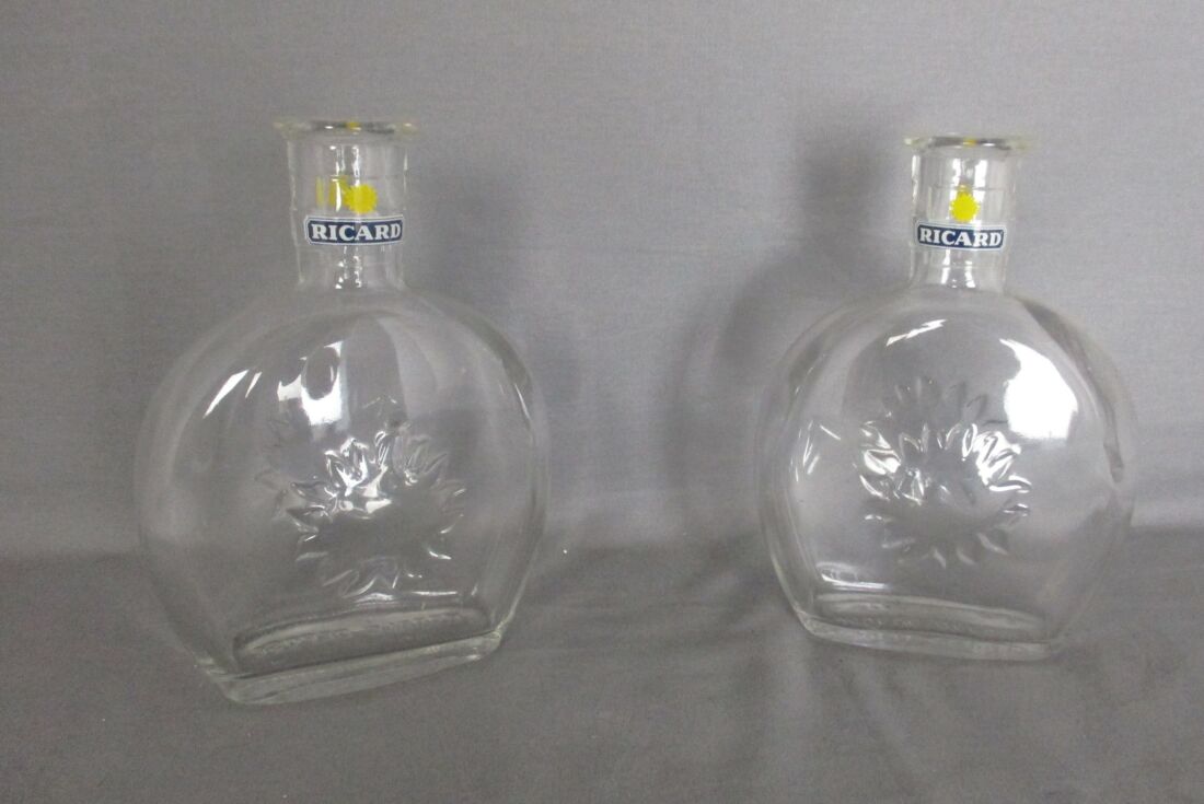 Two French Ricard Pitchers Water Carafe Pastis Apero France Collector HTF -  Collectors in the House