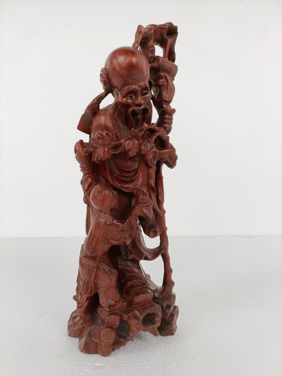 Chinese Rosewood hand carved wooden Figurine Sculpture wise
