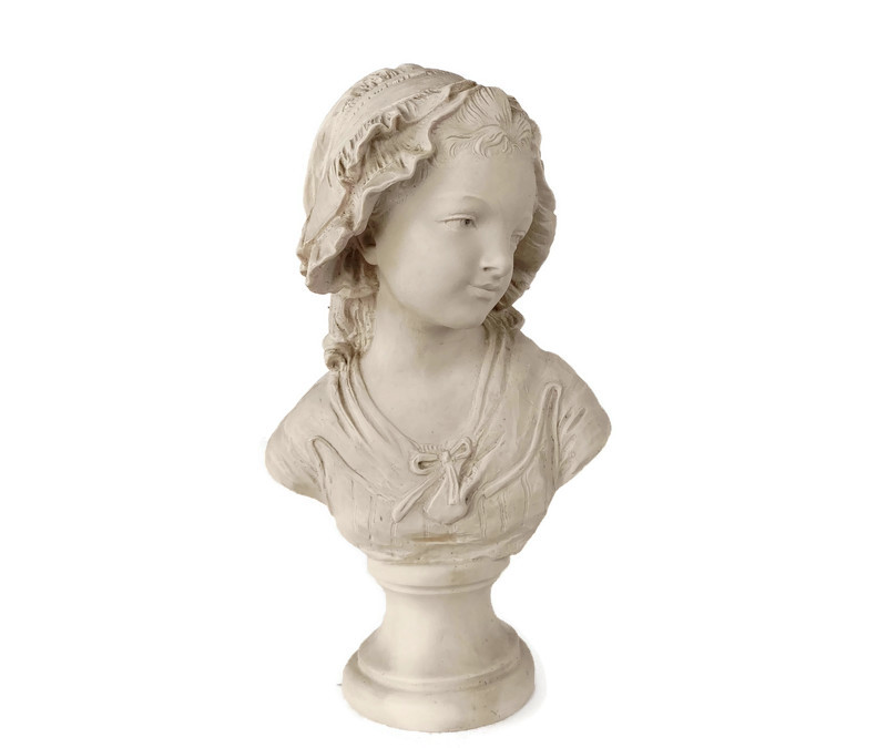 Bust Resin Base Young French Peasant Woman Girl Sculpture Paris
