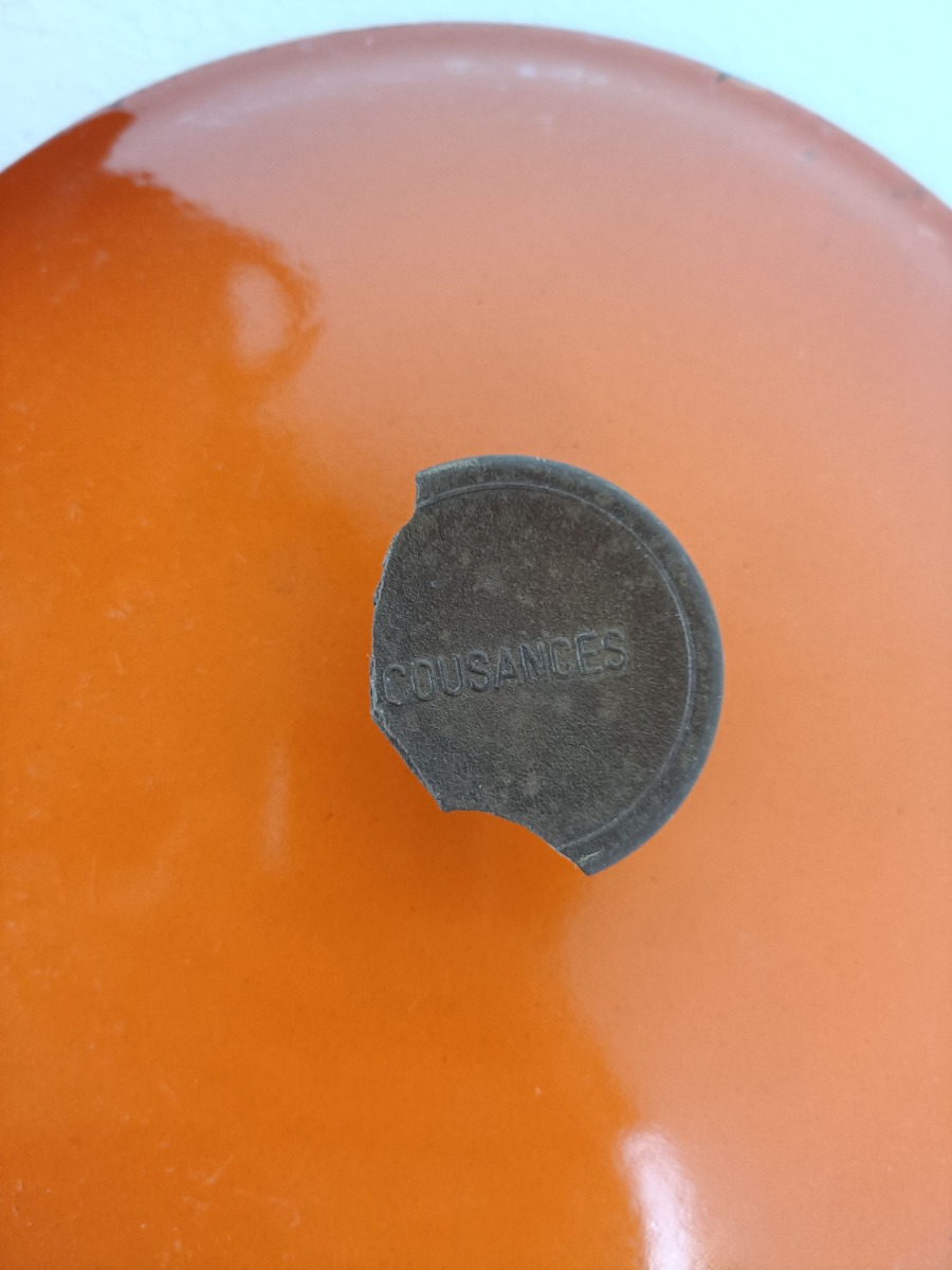 Ancien Chaudron En Fonte Cousances – Orange Vintage Le Creuset, Idéal Pour Induction
