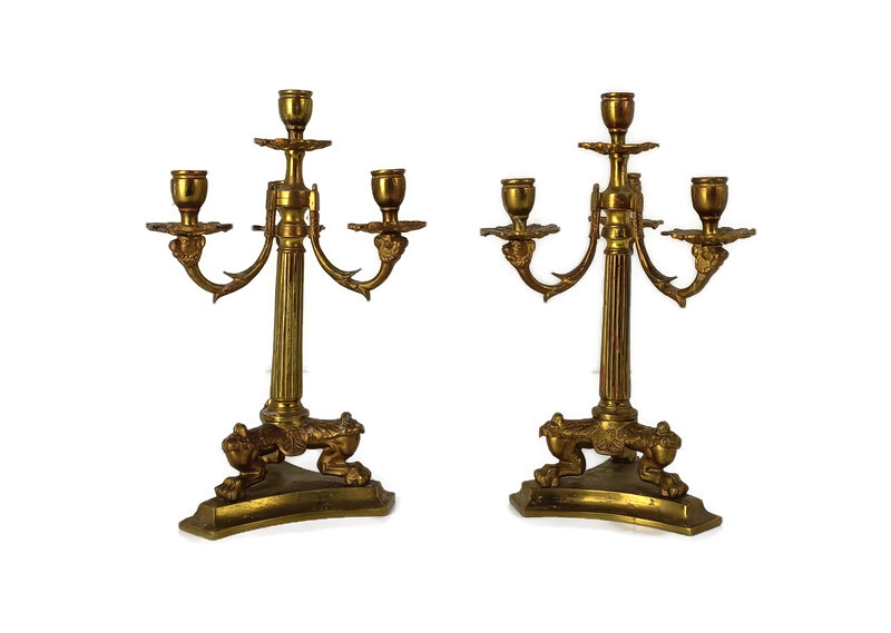 Antique Gold Finish Taper Candle Holder- Large - Shoppe Jessica Velikovsky  Interiors