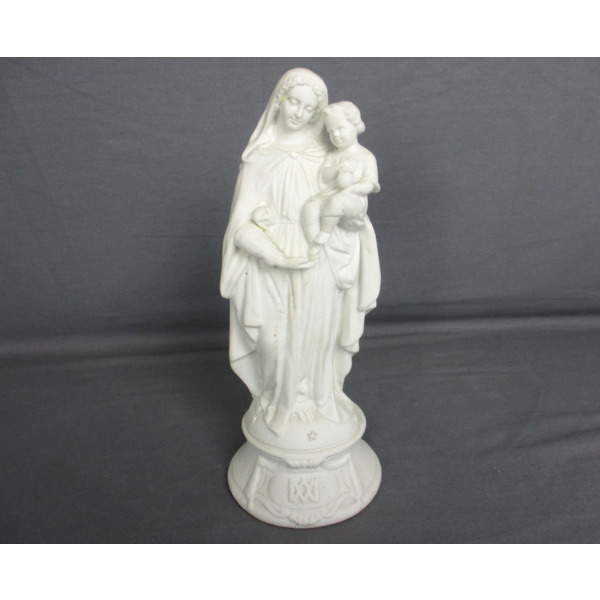 French Antique 1900 Bisque Statue Virgin Mary Our Lady Madonna Infant ...