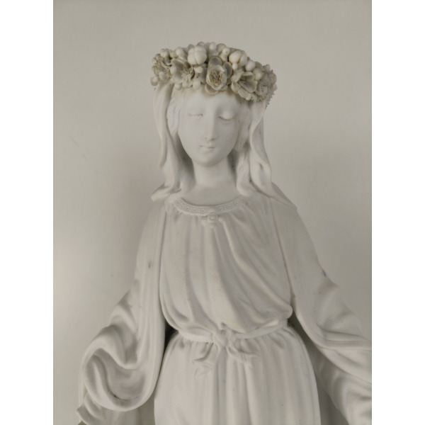 French Antique 1900 Bisque Statue Virgin Mary Our Lady Exquisite Flower ...