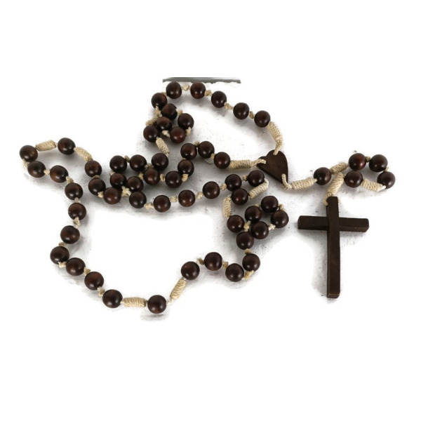 Large Vintage Rosary Wooden Beads Wall Hanging Priest Nun Service