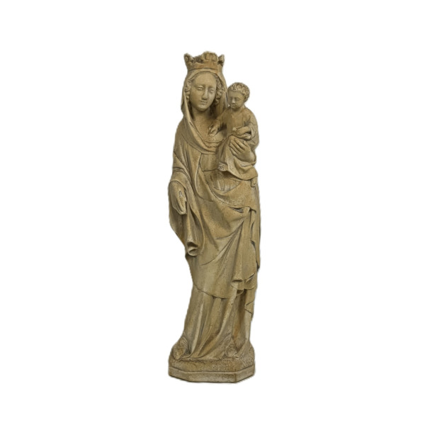 Outdoor Protection Carved Stone French Virgin Mary Infant Jesus Madonna ...