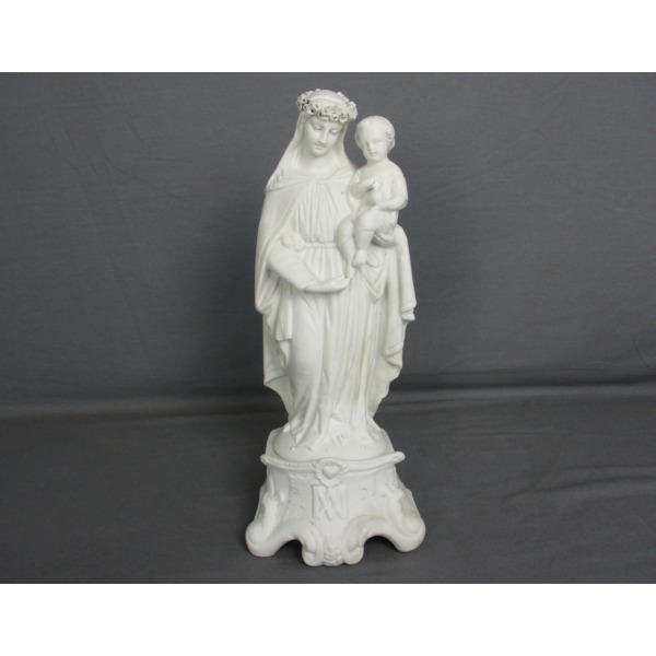 French Antique 1900 Bisque Statue Virgin Mary Our Lady Madonna Infant ...