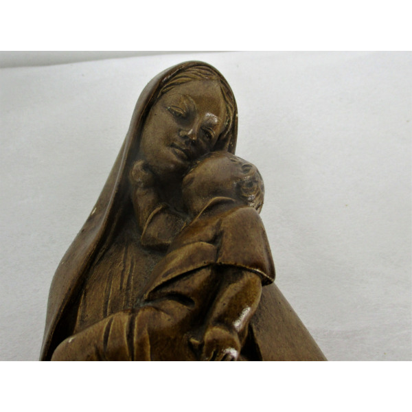 Vintage Statue Virgin Mary Our Lady Madonna Mother kissing Infant Child ...